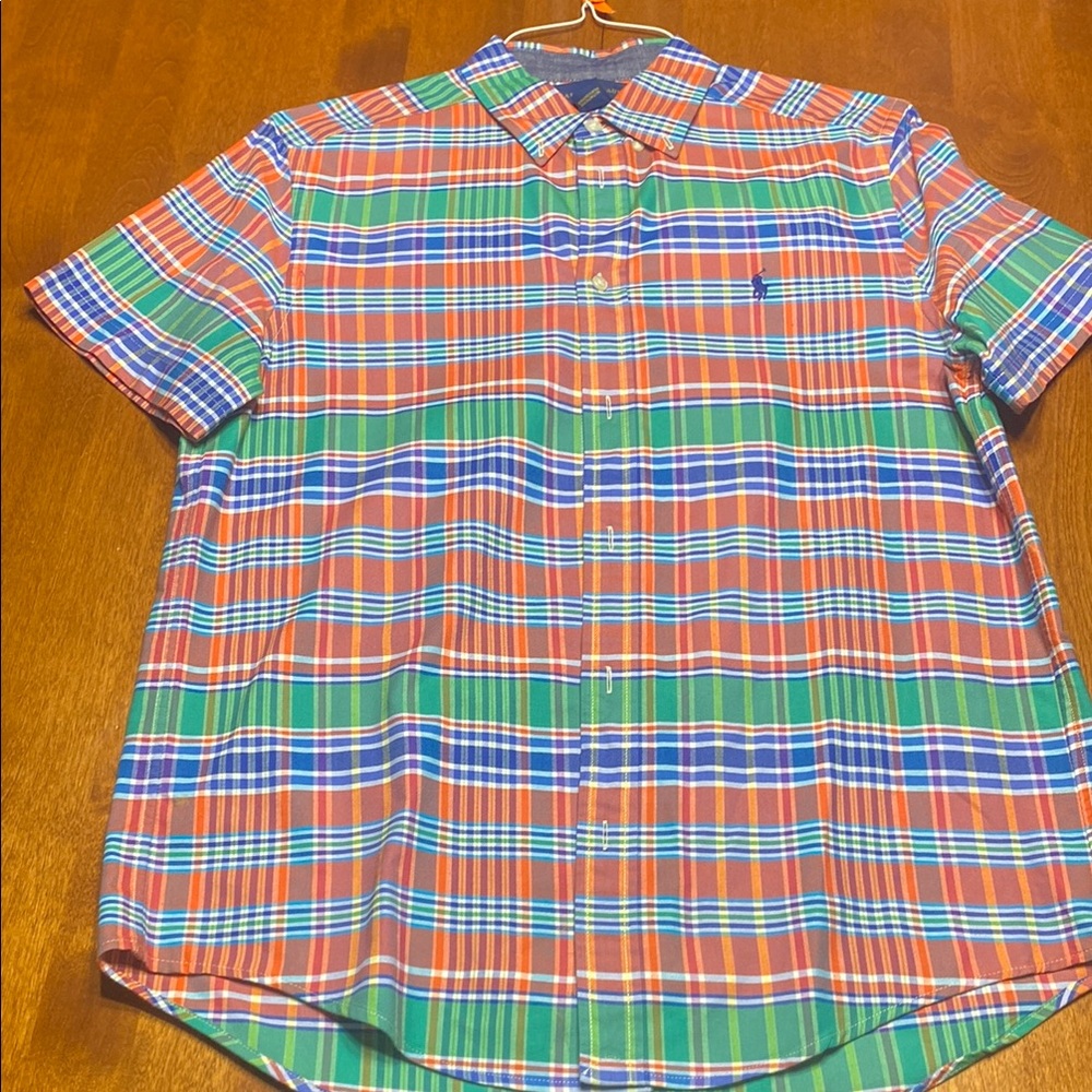 Ralph Lauren Orange and Blue Button Down Shirt with Preppy Style